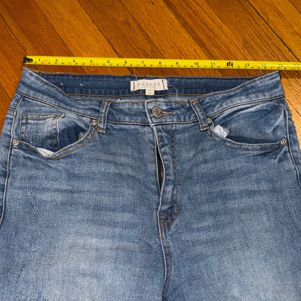 Harper High Rise Distressed Blue Jeans - Picture 3 of 12